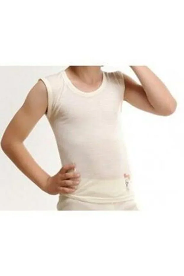 Children's Zero Neck Zero Sleeve Wool Undershirt Bronchitis Sweatproof Vest