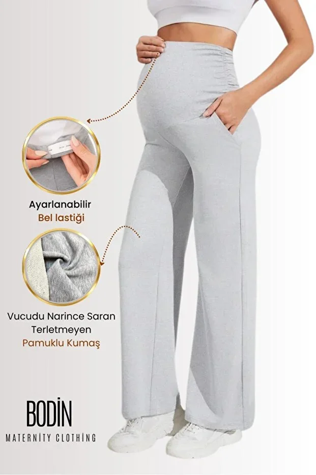 Adjustable Waist Cotton Fabric Maternity and Postpartum Sweatpants