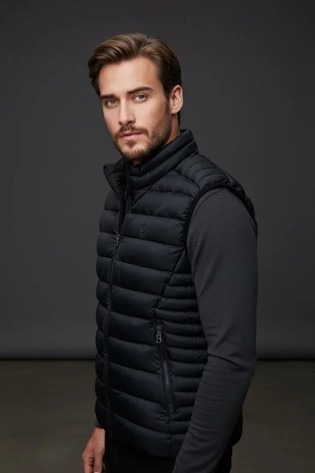 Men's Puffer Vest Lightweight Padded Daily Sport Use Stand Collar Zippered Modern Design-w10005