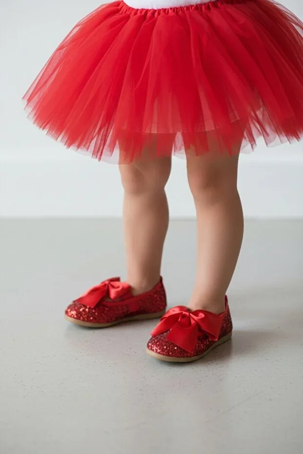Girls' Shoes, Glittery, With Bow