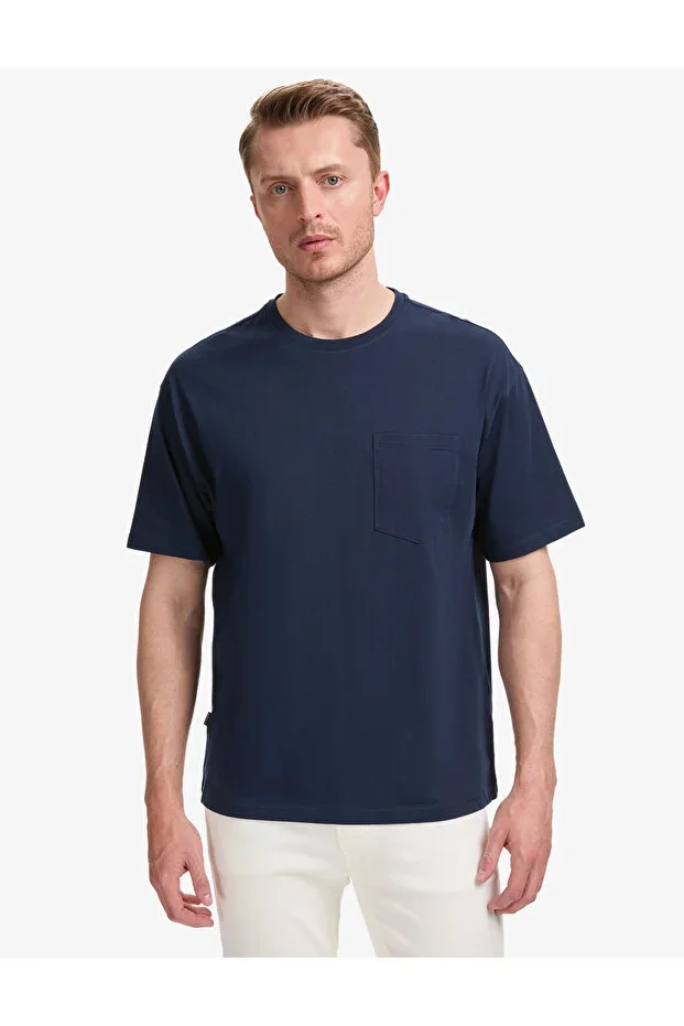 Pierre Cardin Navy Blue Comfort Fit 100% Cotton Crew Neck Basic T-Shirt 50325300-VR033