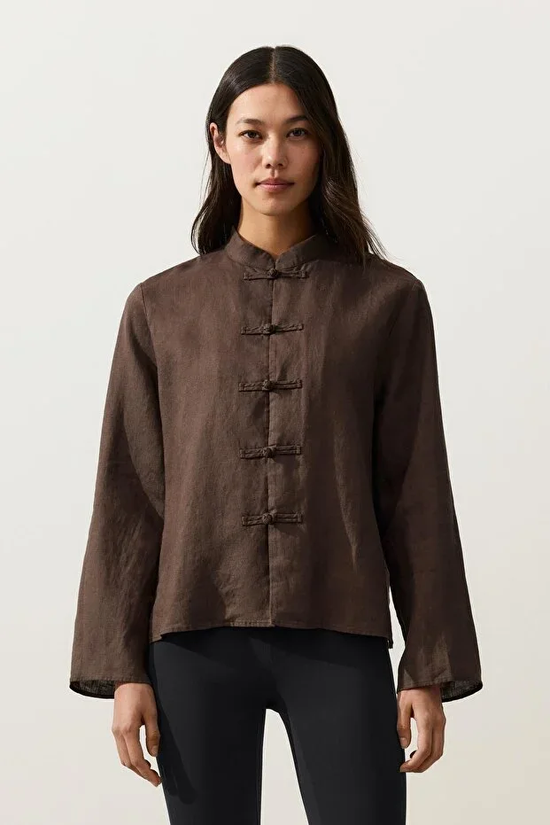 Oysho 100% Linen Mao Jacket with Buttons