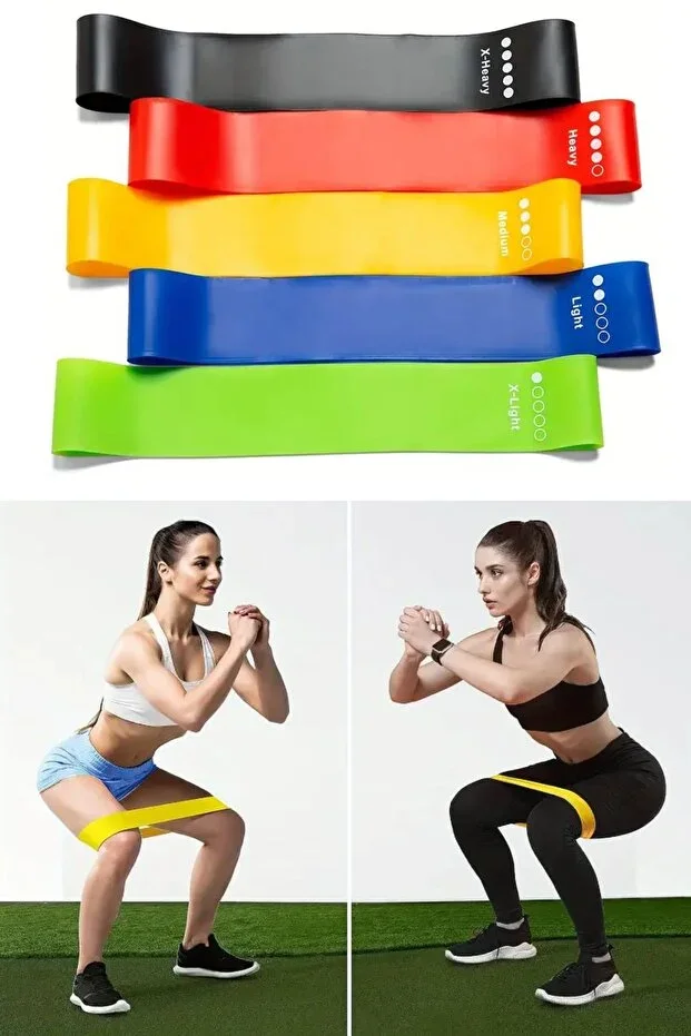 5 Pcs TPE Fitness Resistance Band Set - Hip, Leg, Pilates and Strength Training