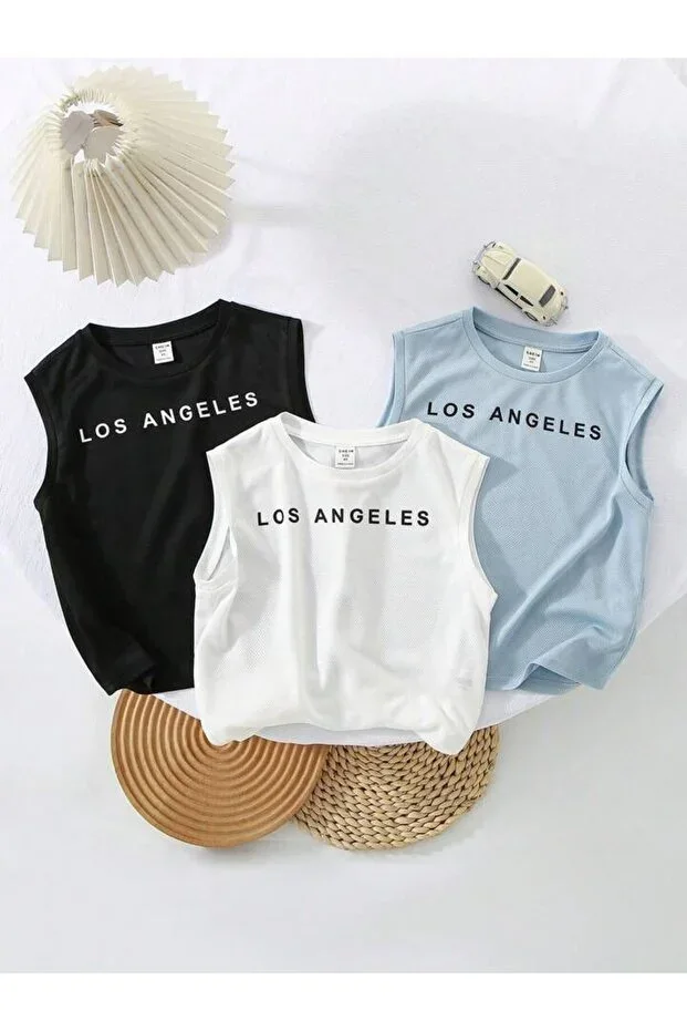 Boys 3-Pack Los Angeles Print Sleeveless T-Shirt (black-white-baby blue)