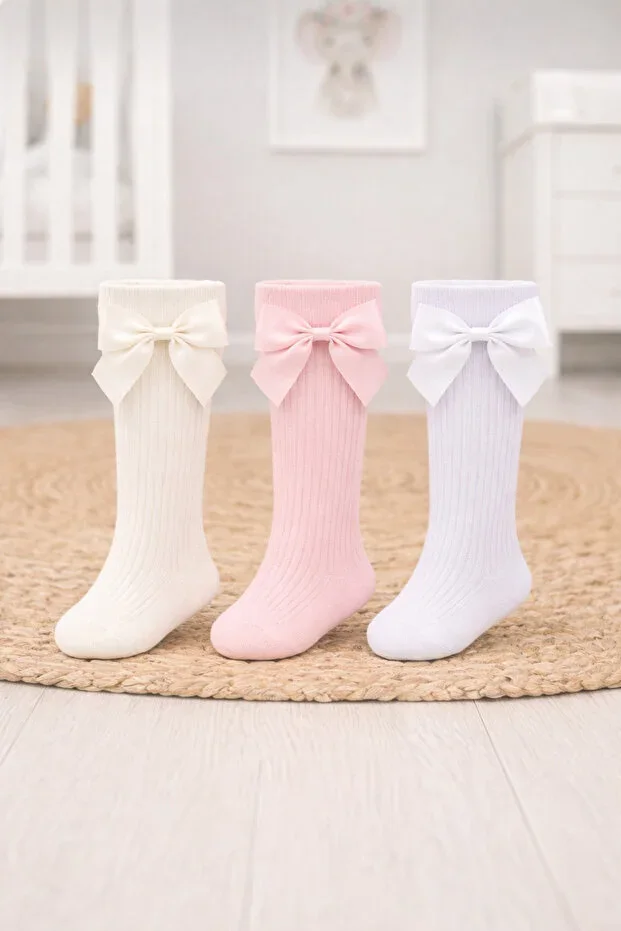 3-Piece Girls' Baby & Children's Cotton Knee-High Socks