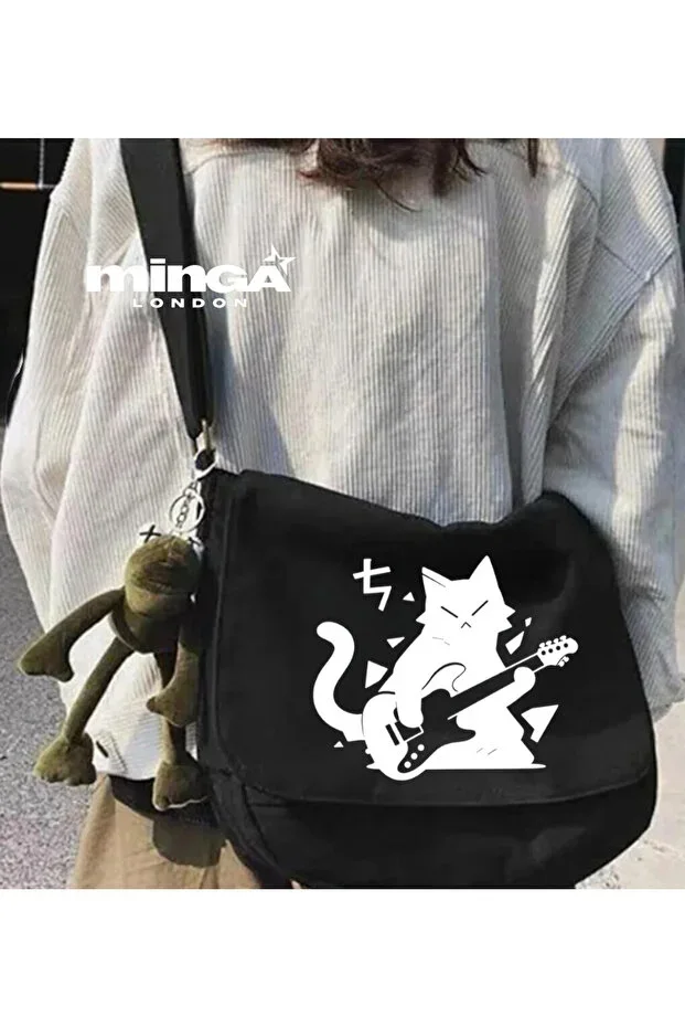 Black White Guitarist Print Postman Bag