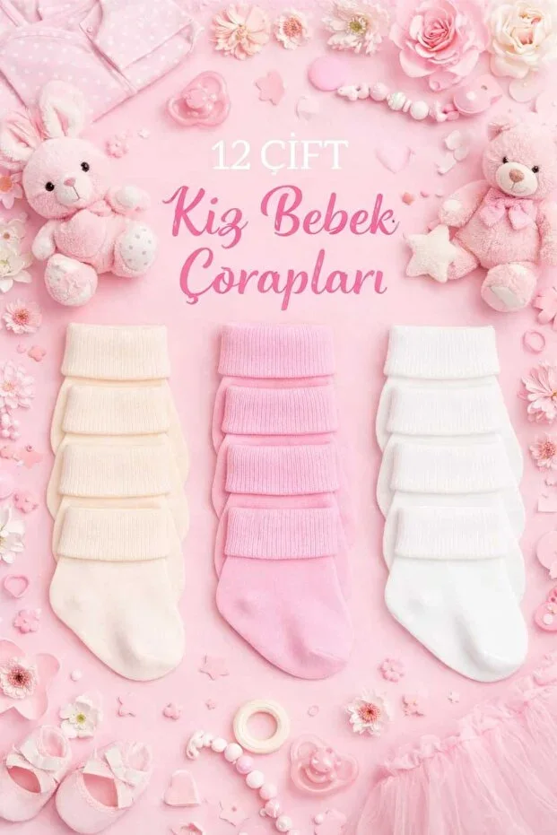 Factory 12 Pairs Cotton Newborn Baby Girl Socks 0-12 Months