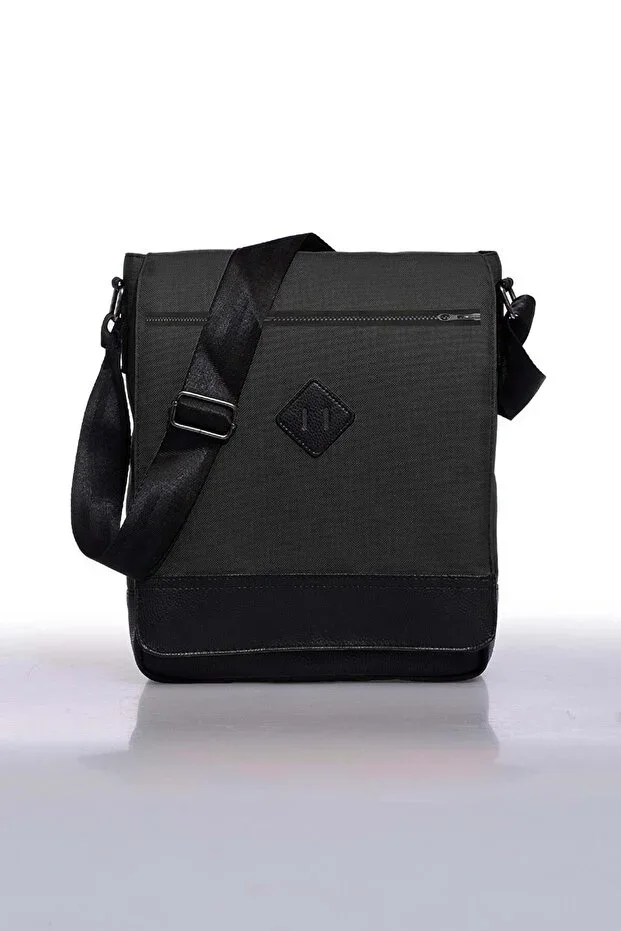 Orjın Unisex 11 Vertical Messenger Crossbody Shoulder Bag - Black