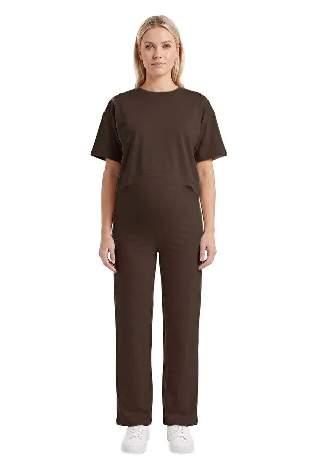 Premium - Sway Collection | Brown High Waist Modal Maternity Trousers