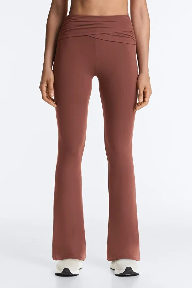 Oysho High-waisted Comfortlux Flare Trousers with Drape Detail