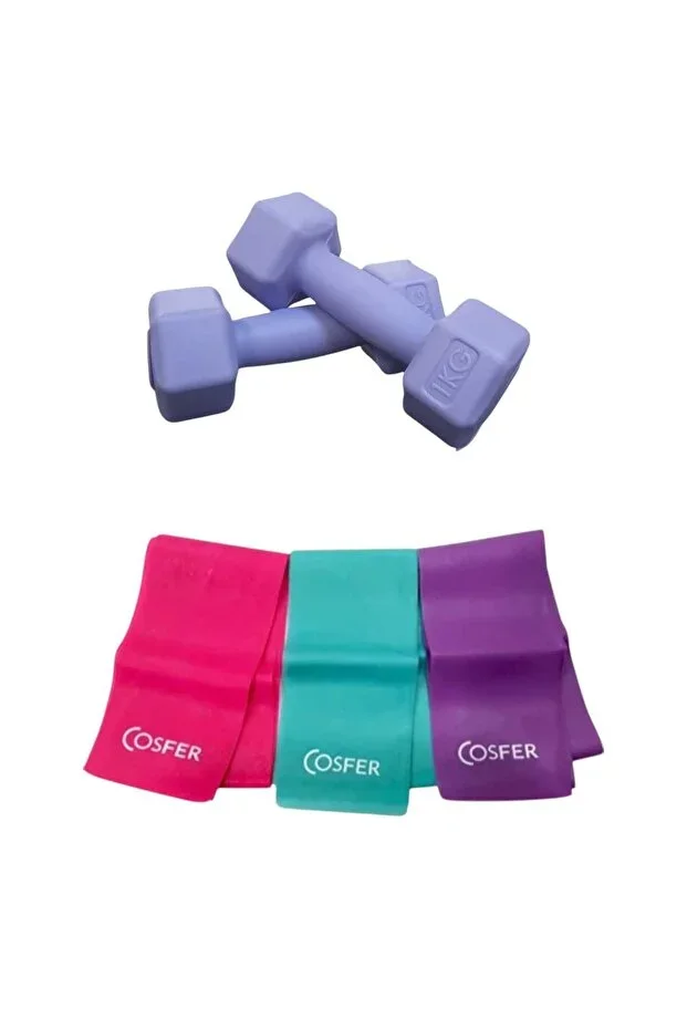 Mrt Lila Dumbbell 1 Kg X 2 And Pilates Resistance Band 3 Pcs
