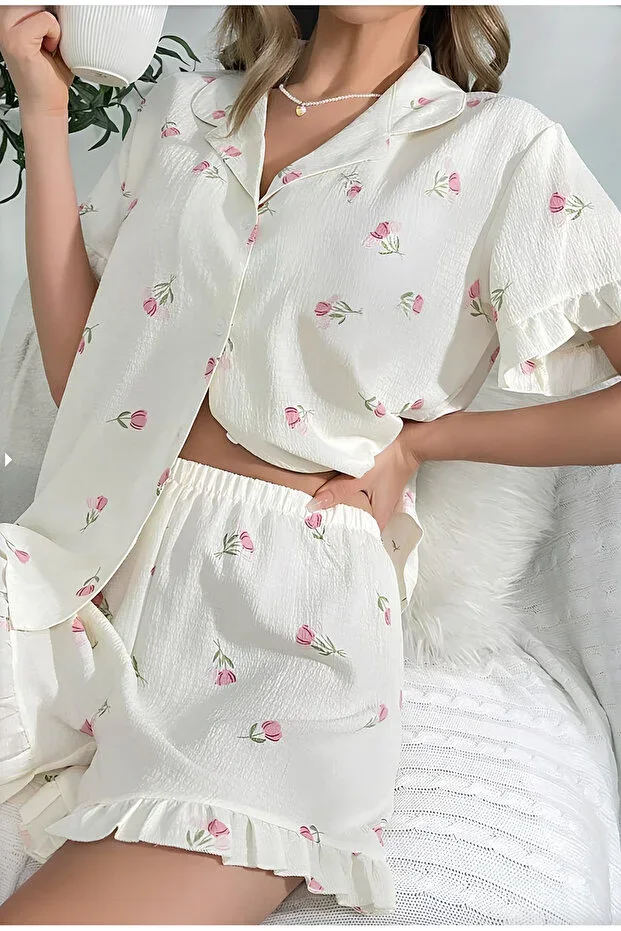 BÜRÜMCÜK BUTTONED SHORTS SET