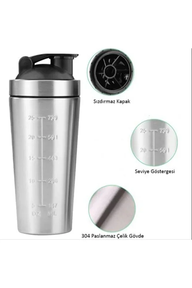 Steel Shaker Sports Water Bottle Protein Shaker and Smoothie Flask (800 ml)
