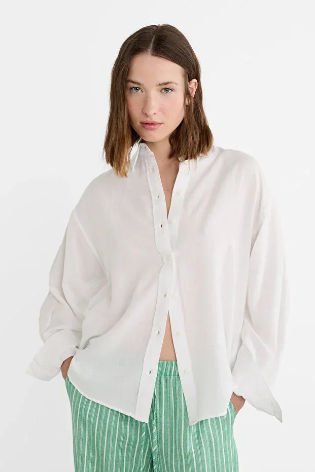 Stradivarius Linen Blend Shirt