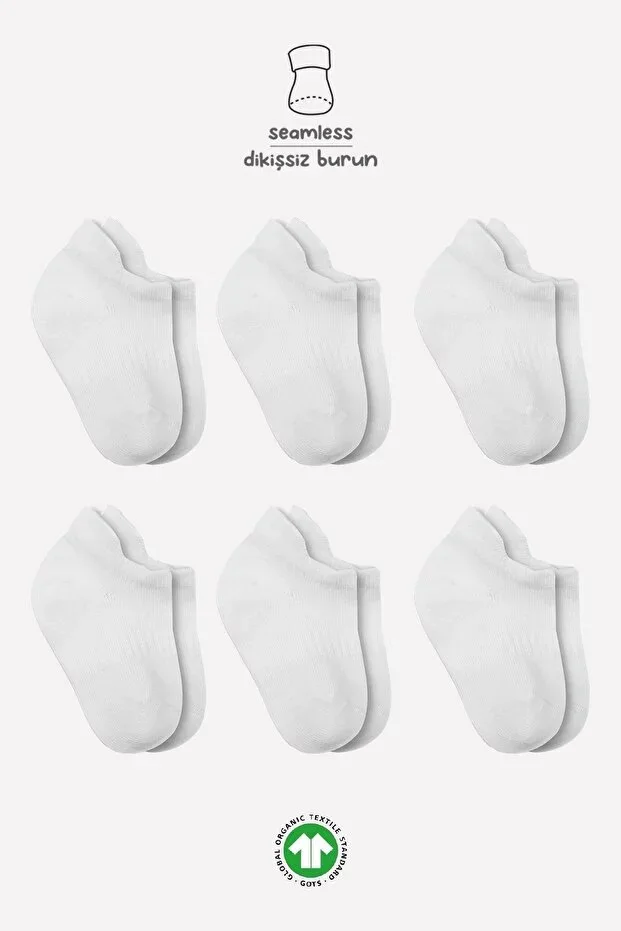 Bistil Girls Boys Baby Organic 6-Pack Children Sneakers Socks