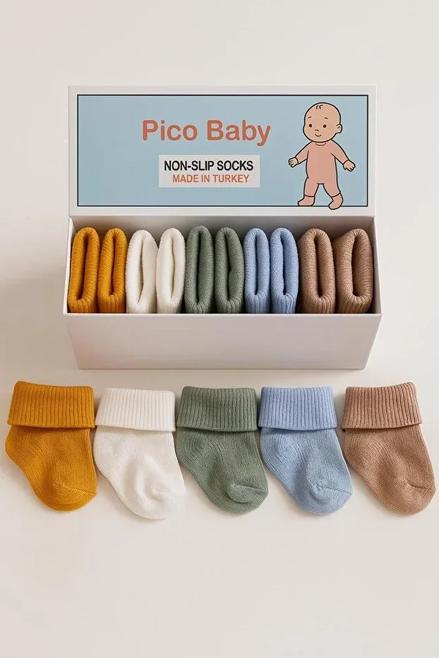 Organic Cotton Unisex 5-Piece Boxed Premium Newborn Baby Socks