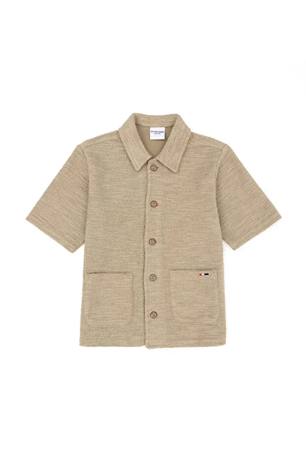 Boys Light Khaki Short Sleeve Shirt 50282110-VR183