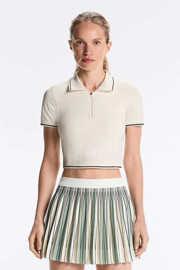 Oysho Contrast seamless short-sleeved polo