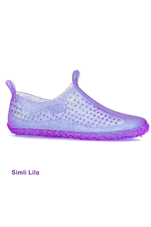 Daily Unisex Glittery Purple Water Shoes Non-Slip Durable Sole Pool Beach Rafting Sandals 130