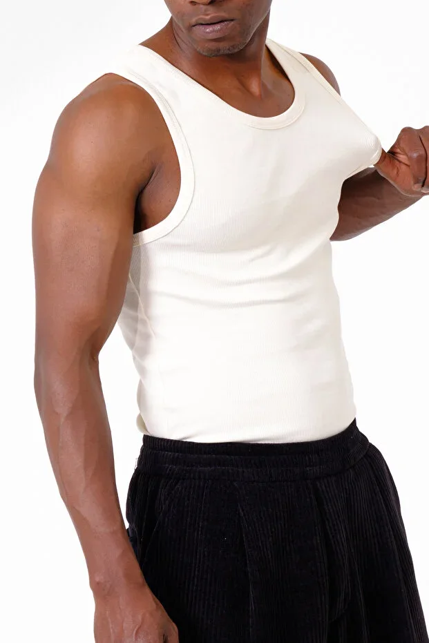 Premium Men's Halter Neck Combed Ribbed Fitted Athletic Lycra Undershirt
