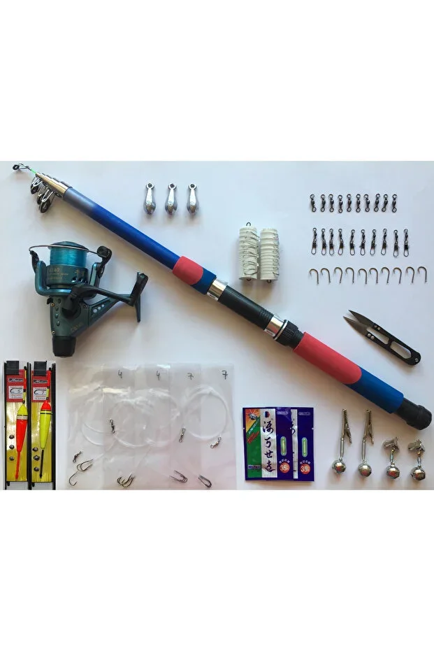 50 Piece 1st Quality Fishing Set 240 Cm Rod 40 Size Reel