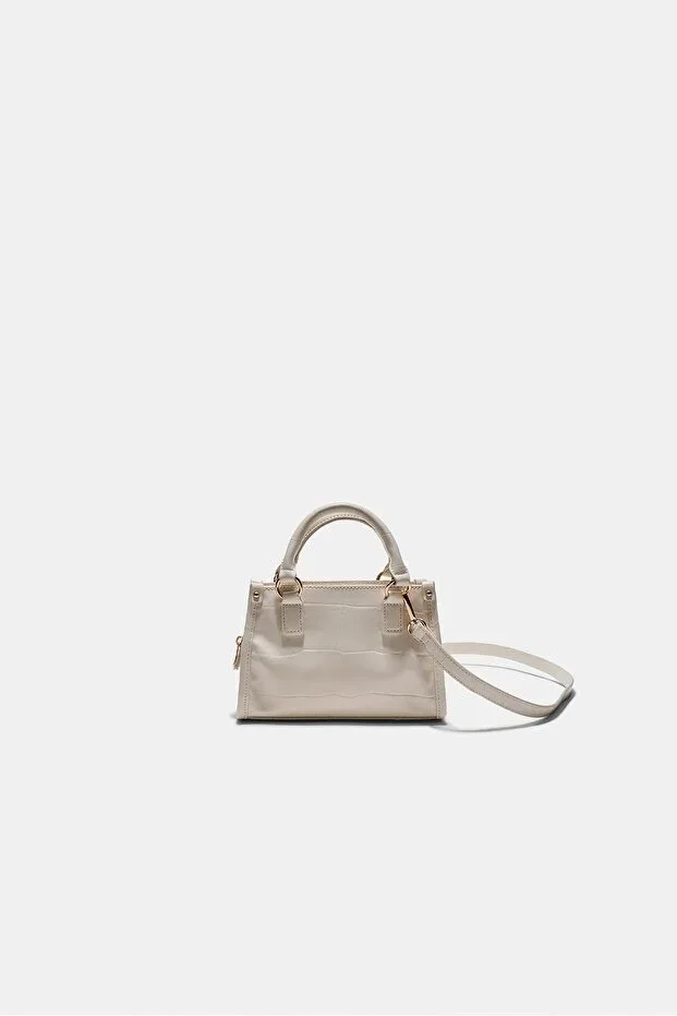 Mini tote crossbody bag with crocodile pattern