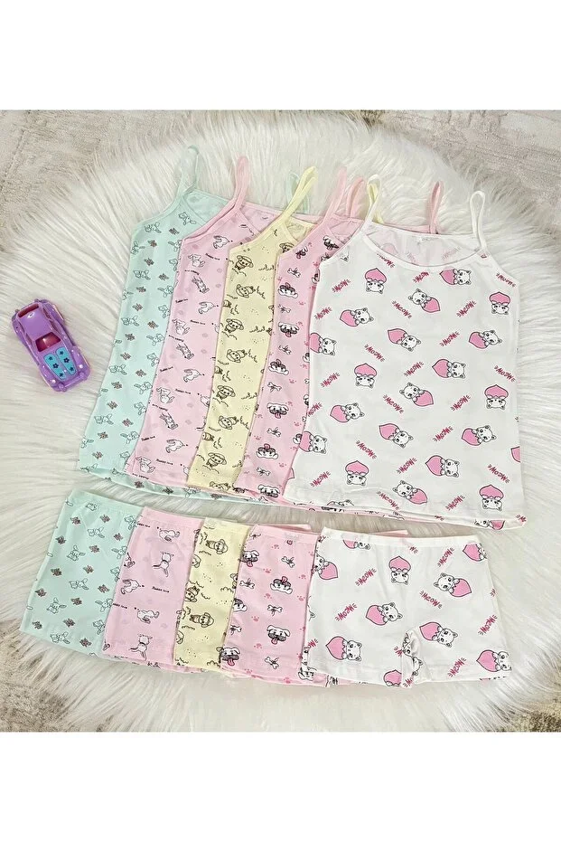 GIRLS' ATHLETIC BOXER SET PRINTED 100% COTTON