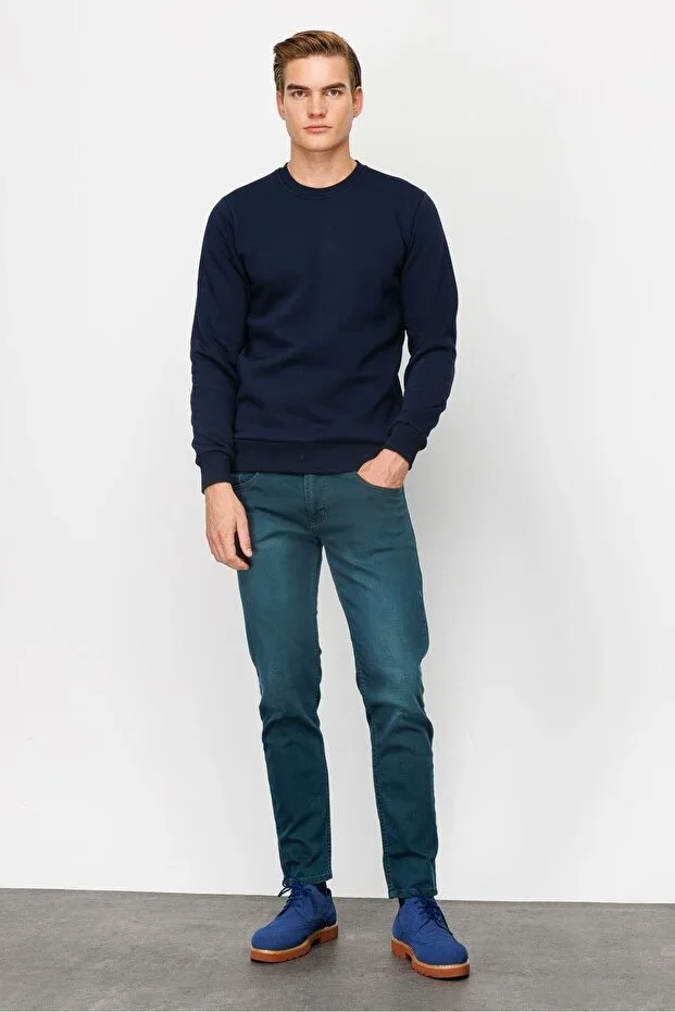 Men's Navy Blue Crew Neck Sweatshirt