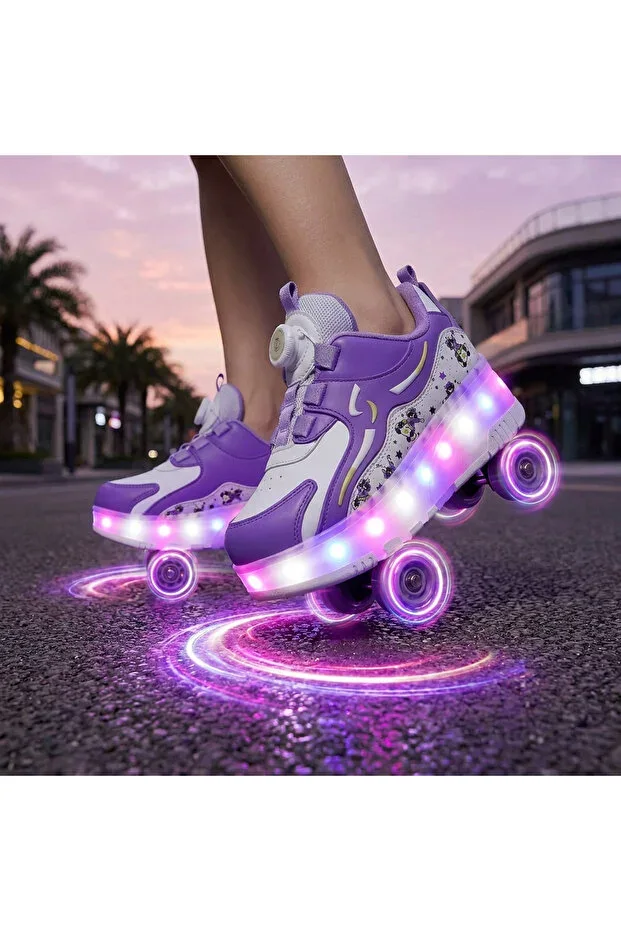 Fun Sneakers with LED Base and Rollers, Casual Sports Shoes
