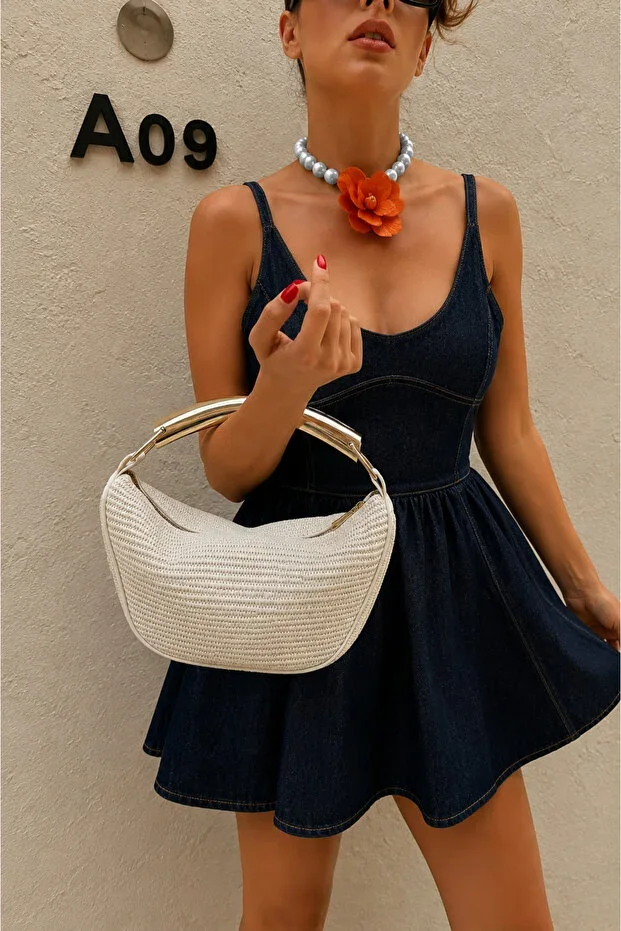RILEY STRAW CREAM WOMEN'S HAND AND SHOULDER BAG