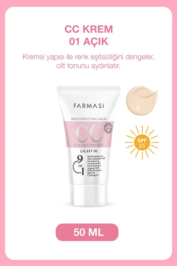 CC Cream | 01 Light Open Tone SPF 25 Moisturizing 9 in 1 Tone Equalizer 50 ml