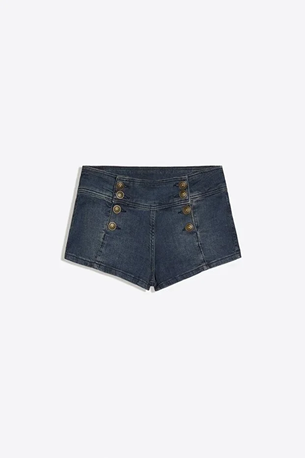 Bershka Buttoned mini denim shorts
