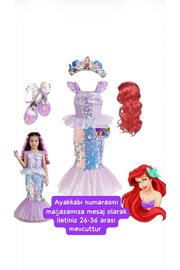Mermaid Costume with Wig High-Heeled Shoe Set (SEND SHOE SIZE VIA MESSAGE, IT IS BETWEEN 26-30)