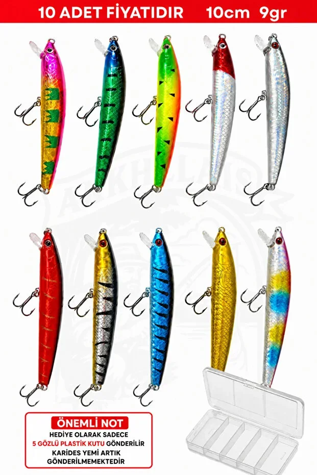 Rapala - Artificial Fish Bait - Minnow - 10 cm 9 gr - 10 Pack - Artificial Fish Bait - Box Gifted