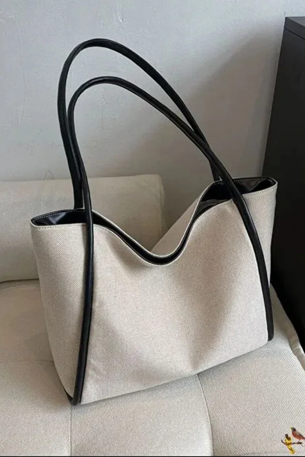 Black Detailed Strappy Canvas Shoulder Bag