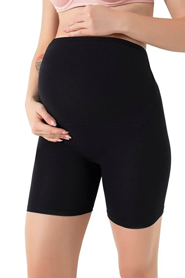 Maternity Boxer Shorts Black Cotton Lycra