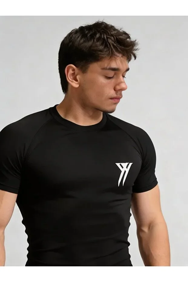 Comporession Slim Fit Crew Neck T-shirt Black Unisex Youth