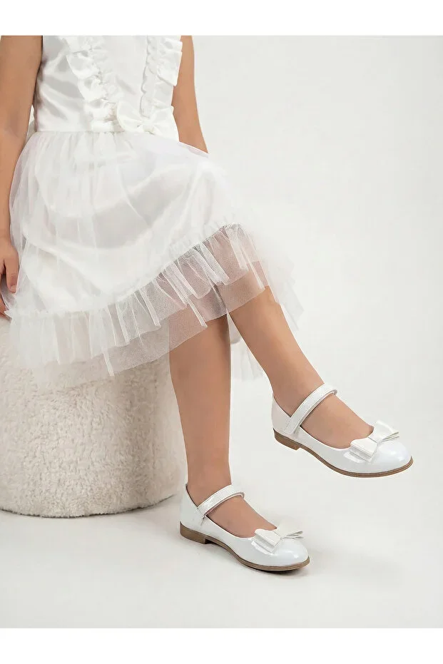 BDKButik GIRL'S BOW ORTHOPEDIC SOLE PATENT LEATHER BALLERINAS SHOES