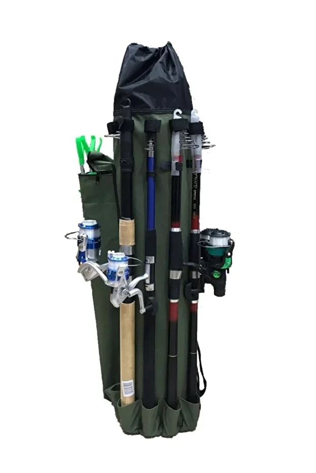 Khaki Fisherman Rod And Fishing Rod Carrying Backpack
