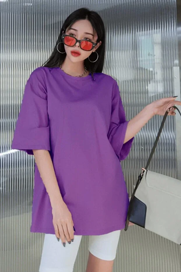 Teenage Millionaire Mor Basic Plain Unprinted Oversize Loose Boyfriend Women's T-shirt