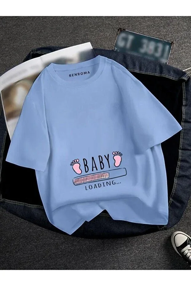 PREGNANT PINK BABY LOADING PRINTED T-SHIRT