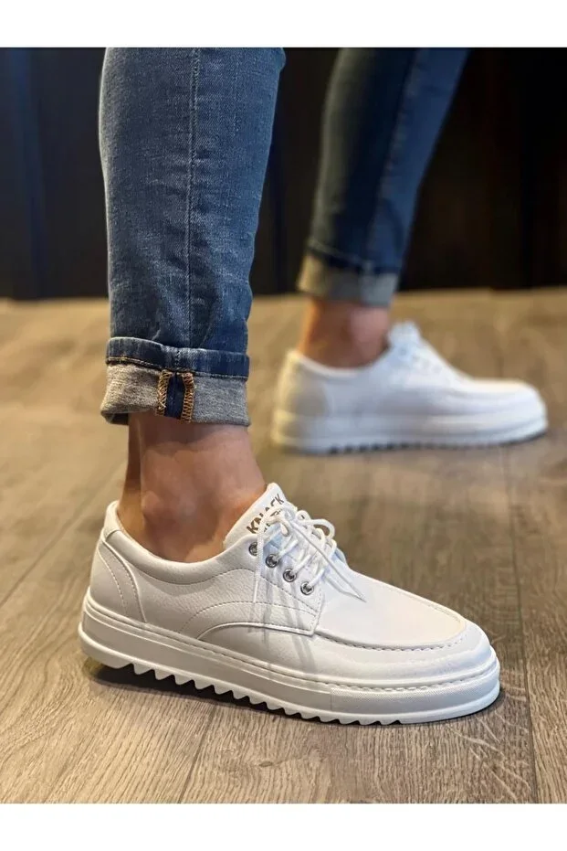MP-T12 BT Leather Laced Orthopedic High/Thick Sole Men's Classic Shoes White