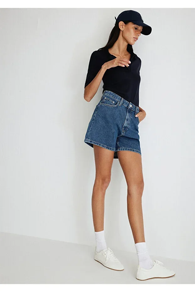 Mavi Verna 90s Washed Deep Blue Jean Shorts 1410059-87080