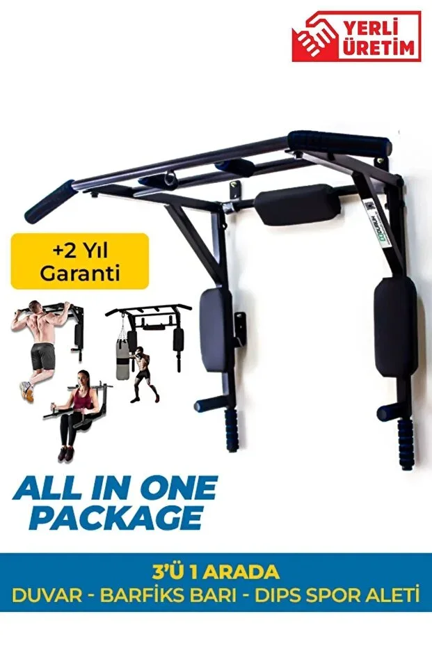 3'ü 1 Arada Wall Pull-up and Dip Bar - All In One