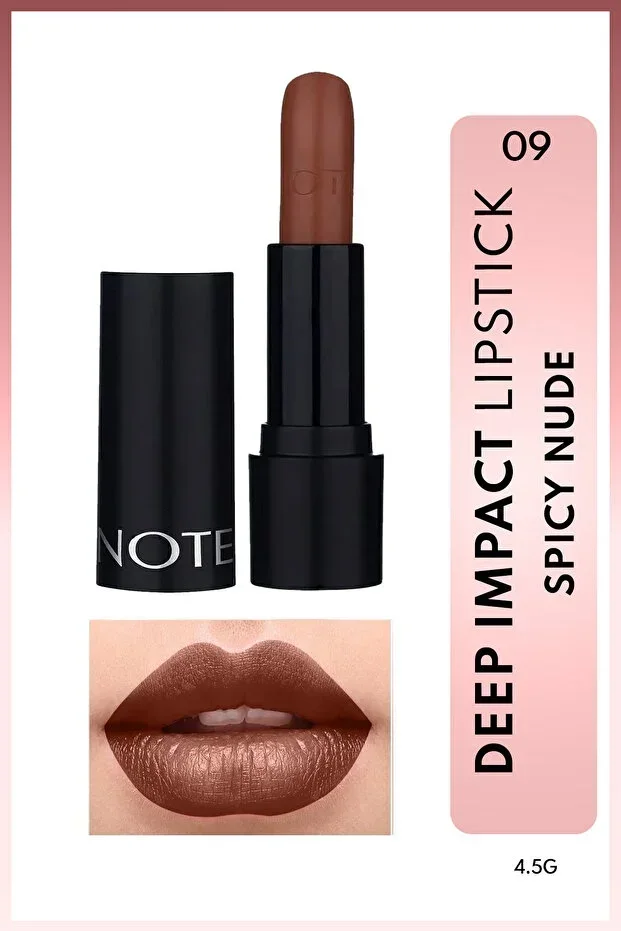 Deep Impact Lipstick Creamy Texture Semi-Gloss Lipstick 09 Spicy Nude - Brown