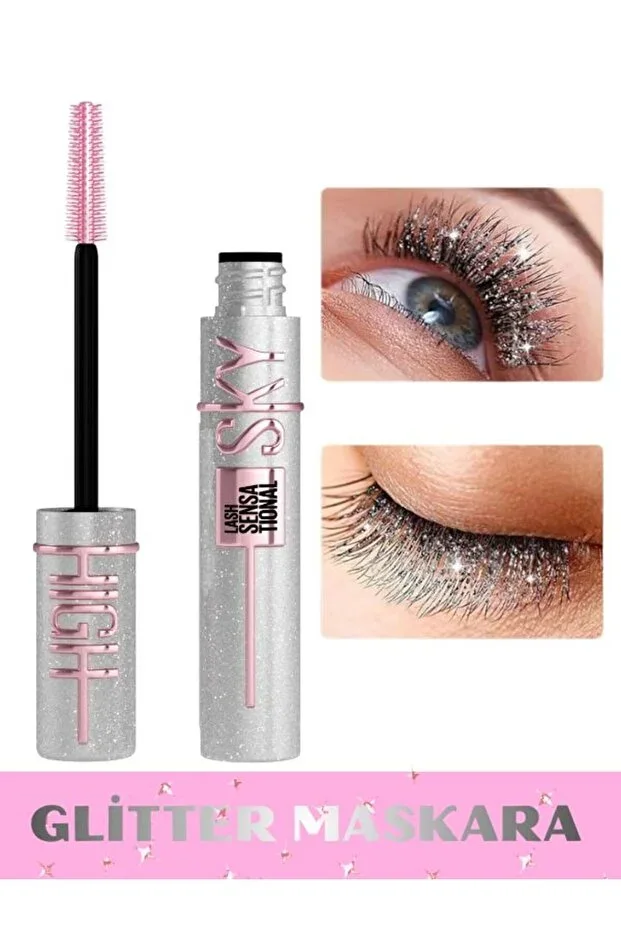 NUNUKO Sky High Glitter Colored Mascara - Silver Glitter Mascara - Snowflake Effect Mascara