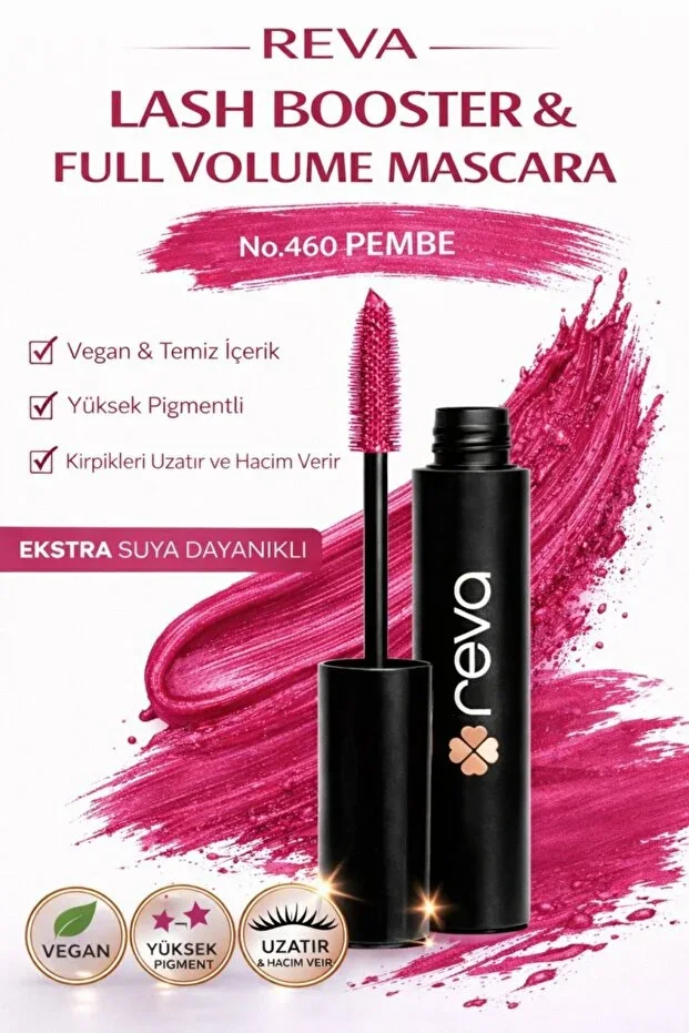 REVA Lash Booster & Full Volume Color Mascara Pink - Full Volume & Lengthening Colored Mascara Pink 460