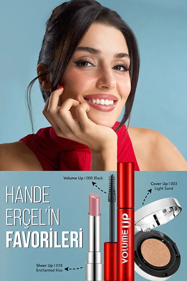 Hande Erçel's Favorites: Sheer Up Lipstick, Volume Up Mascara, Cover Up Cushion Makeup Set