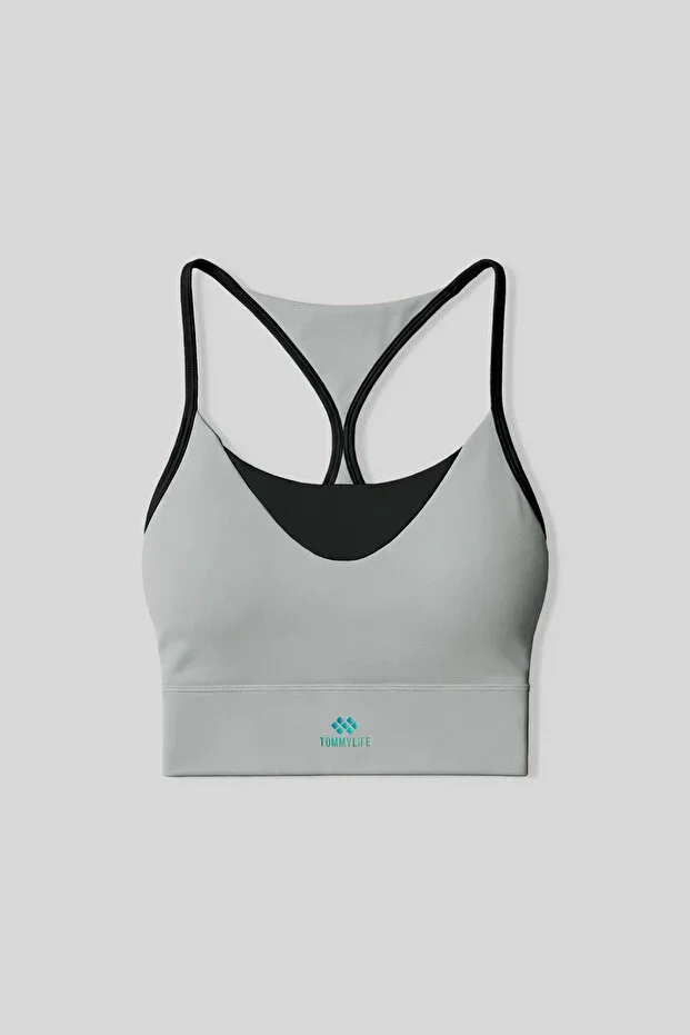 Stone Standard Fit Printed Back Detail Women's Sports Bustier - 97300