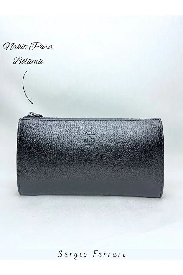 Genuine Leather Clutch Bag | Multi-Compartment Real Leather Men's Handbag Wallet Clutch Bag